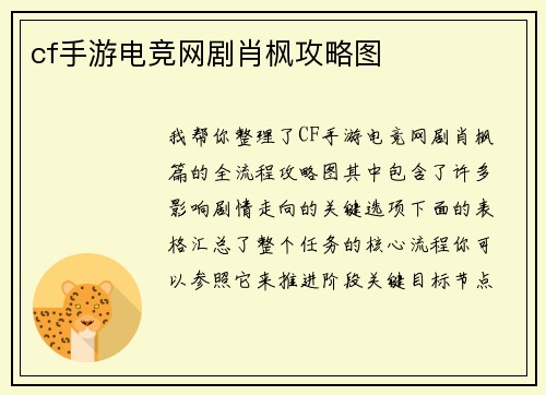 cf手游电竞网剧肖枫攻略图